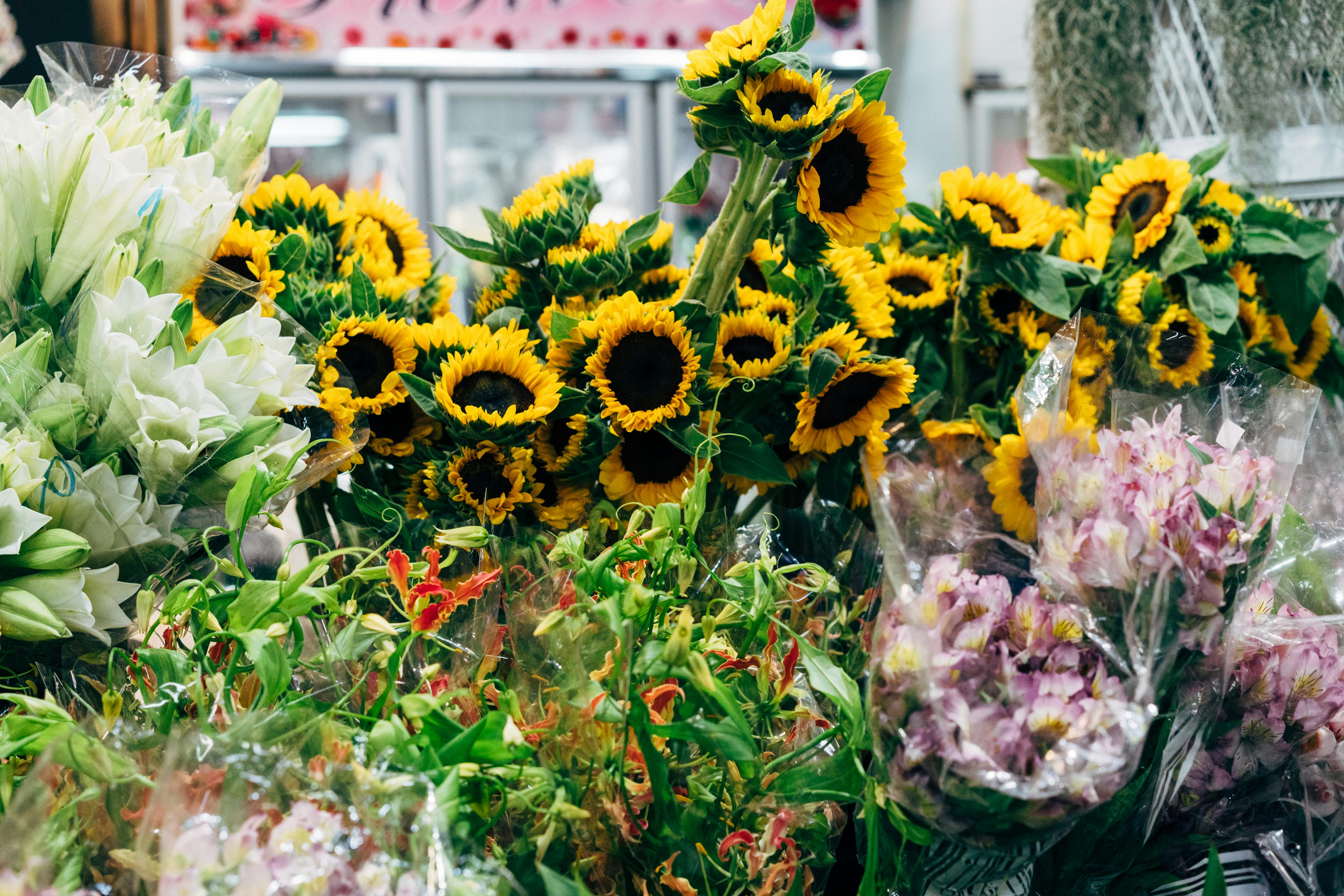 Sonnenblumen am Marktstand